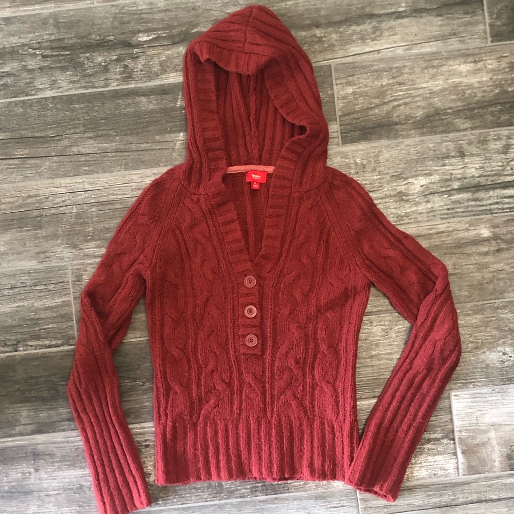 Mossimo Red Hooded Pullover Sweater Medium